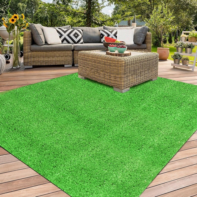 XLX TURF Outdoor Artificial Grass Rug 5FT X 7FT, Green Fake Grass Carpet Floor Mat for Balcony, Patio, Backyard, Extra Large Pets Grass Pad for Dogs - Image 1